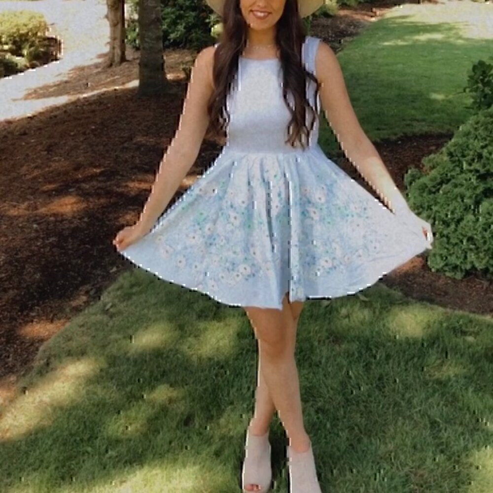 Lauren Conrad Blue White Floral Dress Size 10 Summer - Picture 2 of 6